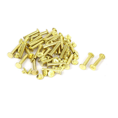 Harfington 5mmx25mm Brass Plated Chicago Screws Binding Posts Docking Rivet 30pcs