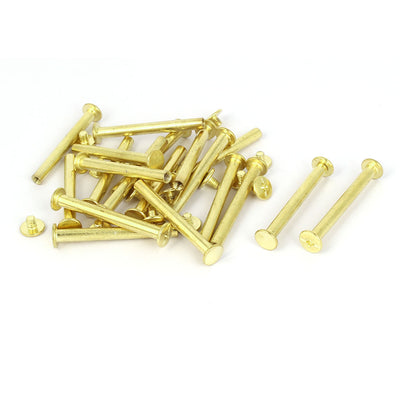 Harfington 5mmx45mm Brass Plated Chicago Screws Binding Posts Docking Rivet 20pcs