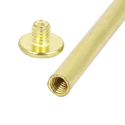 Harfington 5mmx70mm Brass Plated Chicago Screws Binding Posts Docking Rivet 10pcs