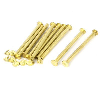Harfington 5mmx70mm Brass Plated Chicago Screws Binding Posts Docking Rivet 10pcs