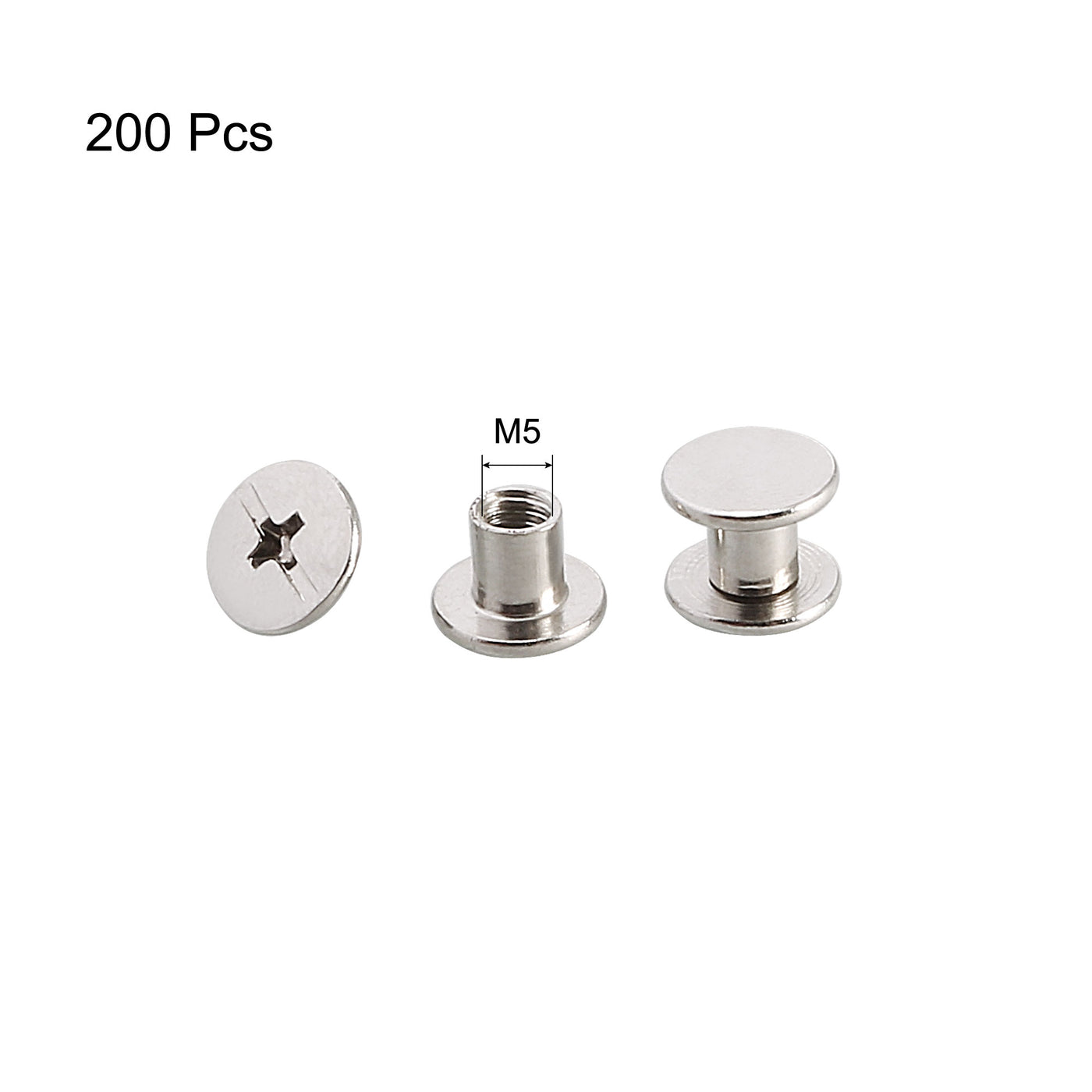 Harfington M5x5mm Leather Albums Metal Nail Rivets Chicago Screws Binding Post 200pcs