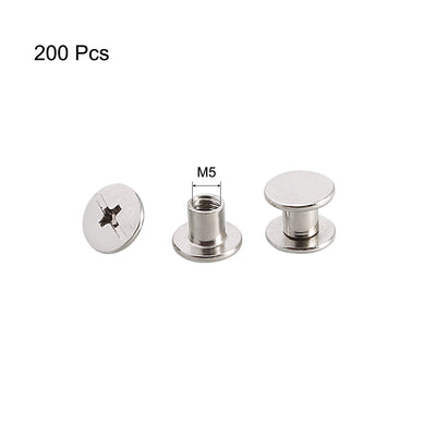 Harfington M5x5mm Leather Albums Metal Nail Rivets Chicago Screws Binding Post 200pcs