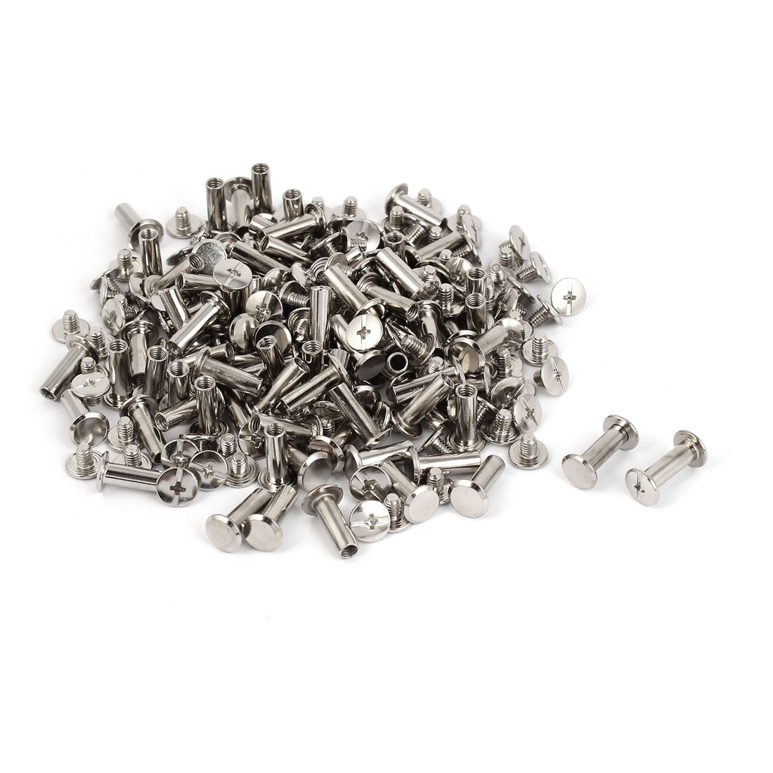 Harfington Purse Belts Photo Albums Binding Screws Silver Tone M5 x 15mm 200 Pcs