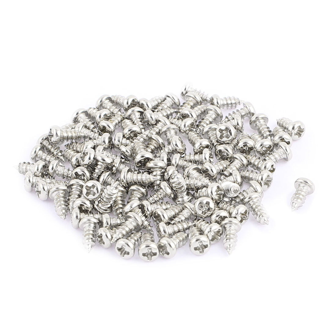 Harfington 100pcs M2.5 x 6mm Stainless Steel Phillips Pan Round Head Self Tapping Screws
