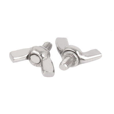 Harfington 304 Stainless Steel Wing Butterfly Thumb Screw Metric M4 x 6mm 5pcs