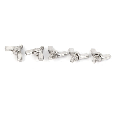 Harfington 304 Stainless Steel Wing Butterfly Thumb Screw Metric M4 x 6mm 5pcs