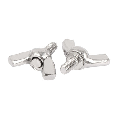 Harfington 304 Stainless Steel Wing Butterfly Thumb Screw Metric M4 x 8mm 5pcs