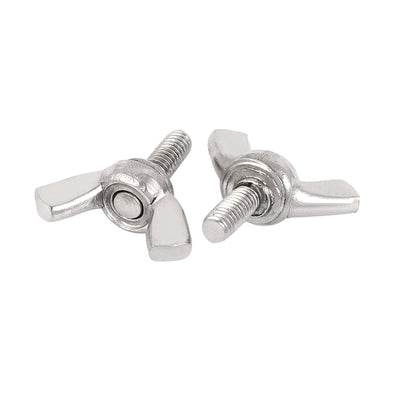 Harfington 304 Stainless Steel Wing Bolt Butterfly Screw Silver Tone M4 x 10mm Thread 0.7mm Pitch 5pcs