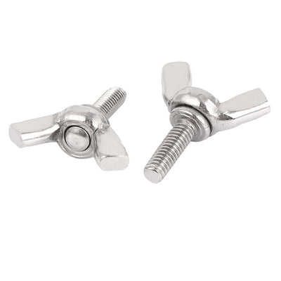 Harfington 304 Stainless Steel Butterfly Wing Nut Screw M4 x 12mm Thread 5pcs