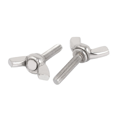 Harfington 304 Stainless Steel Wing Bolt Butterfly Screw Silver Tone M4 x 20mm Thread 5pcs