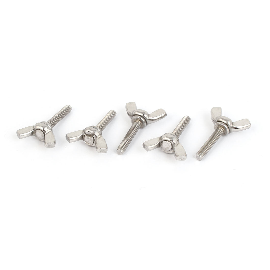 Harfington 304 Stainless Steel Wing Bolt Butterfly Screw Silver Tone M4 x 20mm Thread 5pcs