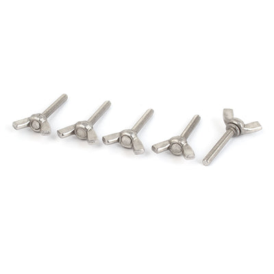 Harfington 304 Stainless Steel Butterfly Wing Nut Screw Silver Tone M4 0.7mm Pitch 5pcs