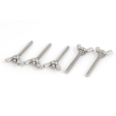Harfington 304 Stainless Steel Wing Bolt Butterfly Screw Fastener Metric M4 x 35mm 5pcs