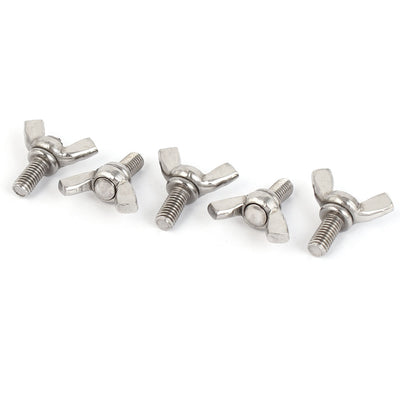 Harfington 304 Stainless Steel Wing Bolt Butterfly Screw Fastener Silver Tone M5 x 10mm 5pcs