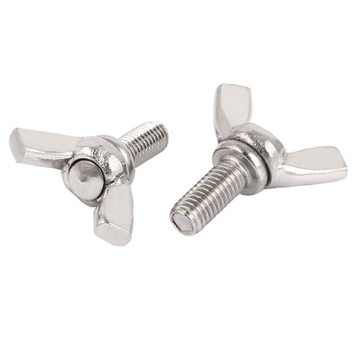 Harfington 304 Stainless Steel Wing Bolt Butterfly Screw Silver Tone M5 x 12mm Thread 5pcs