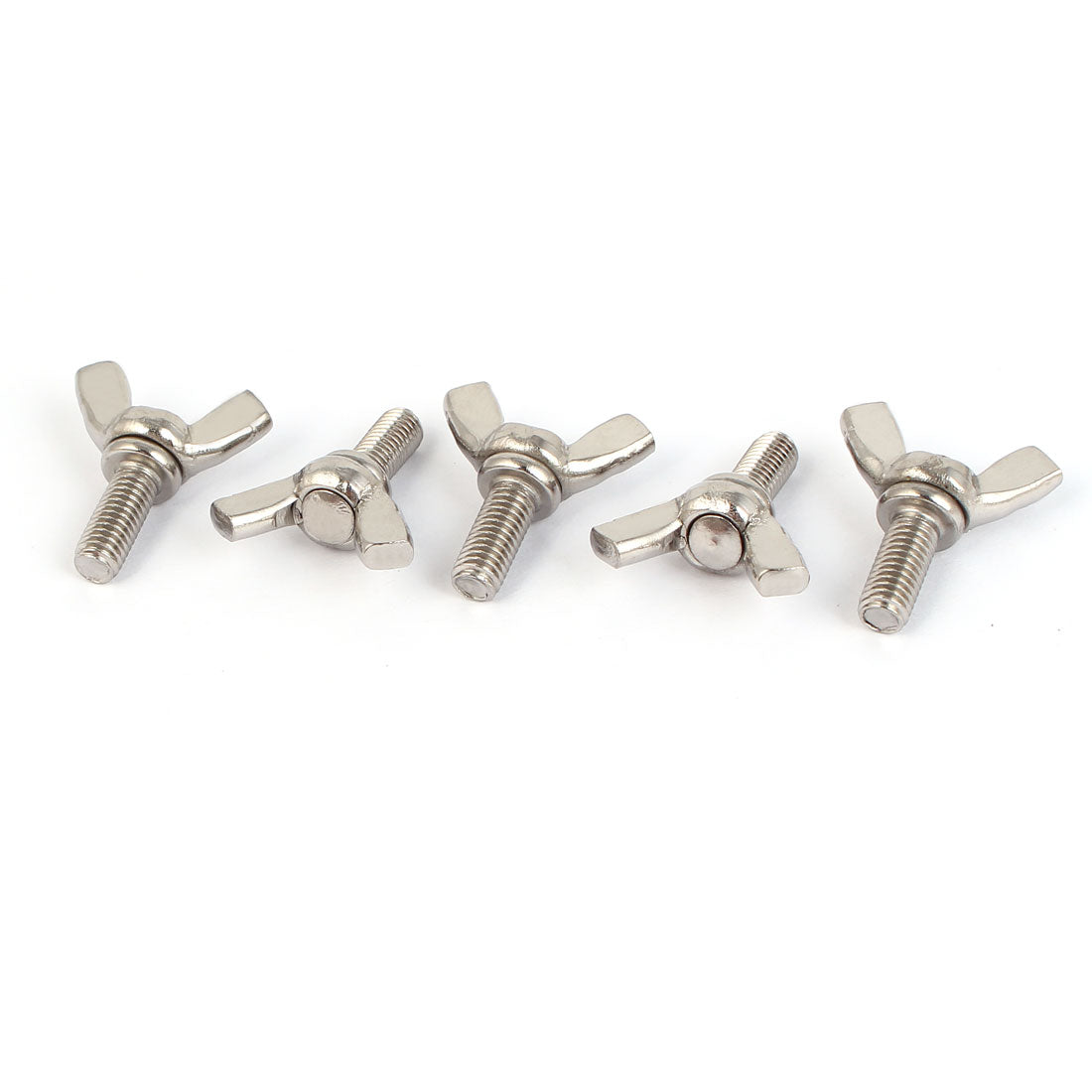 Harfington 304 Stainless Steel Wing Bolt Butterfly Screw Silver Tone M5 x 12mm Thread 5pcs