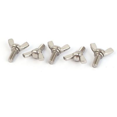 Harfington 304 Stainless Steel Wing Bolt Butterfly Screw Silver Tone M5 x 12mm Thread 5pcs