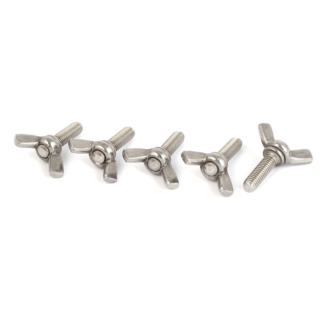 Harfington 304 Stainless Steel Wing Bolt Butterfly Screw Silver Tone M5 x 16mm Thread 5pcs