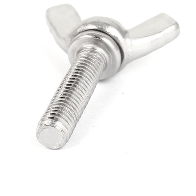 Harfington 304 Stainless Steel Wing Bolt Butterfly Screw Silver Tone M5 x 20mm 0.8mm Pitch 5pcs