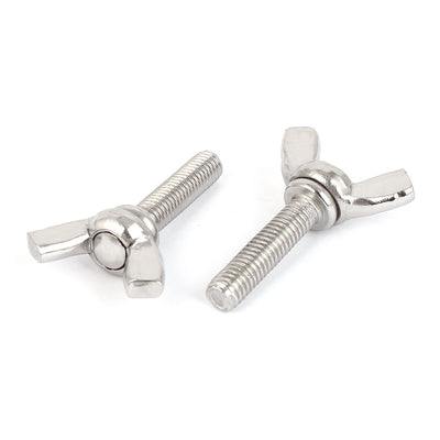 Harfington 304 Stainless Steel Wing Bolt Butterfly Screw Silver Tone M5 x 20mm 0.8mm Pitch 5pcs