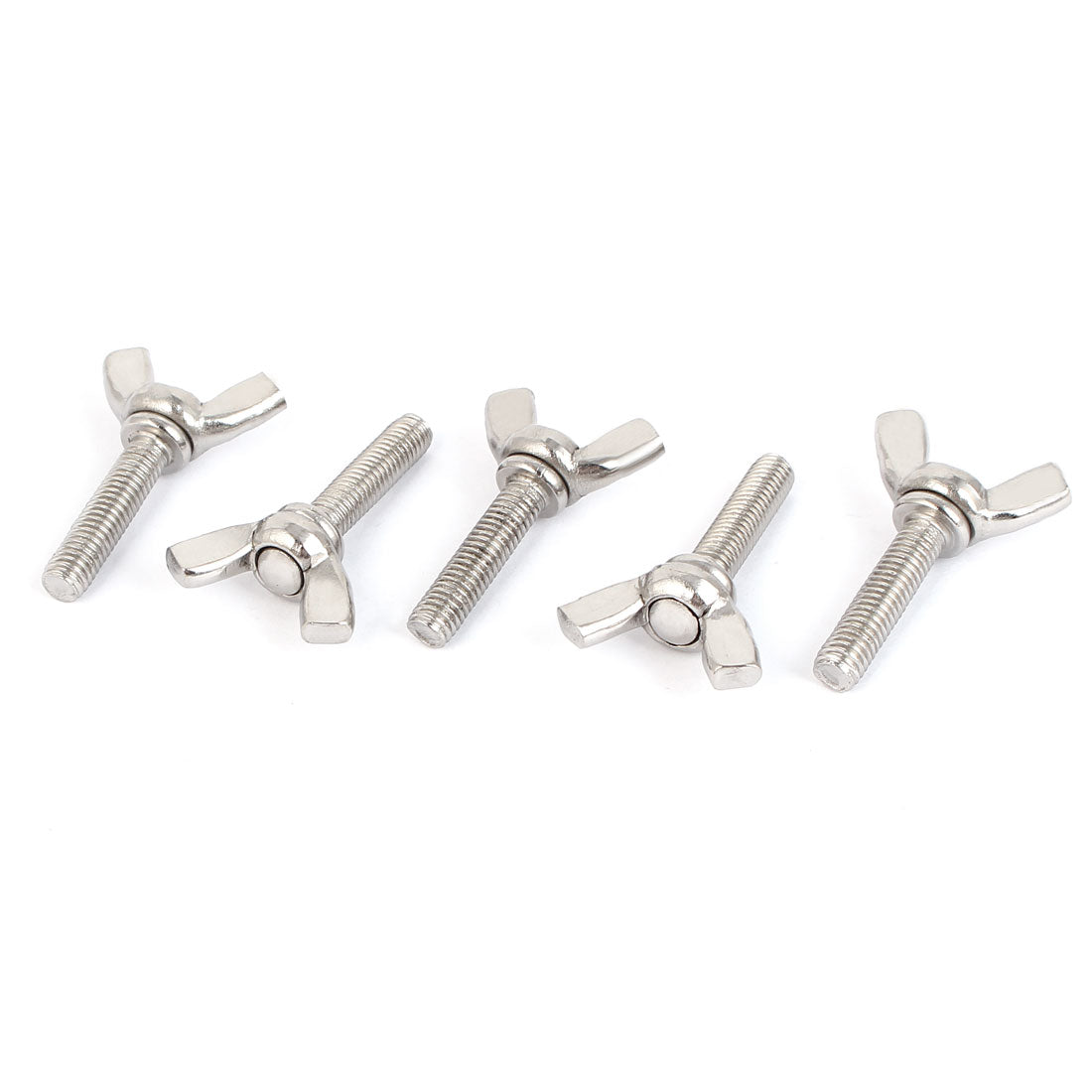 Harfington 304 Stainless Steel Wing Bolt Butterfly Screw Silver Tone M5 x 20mm 0.8mm Pitch 5pcs