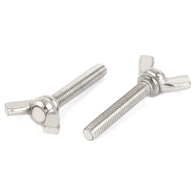 Harfington 304 Stainless Steel Wing Bolt Butterfly Screw Silver Tone M5 x 30mm Thread 5pcs