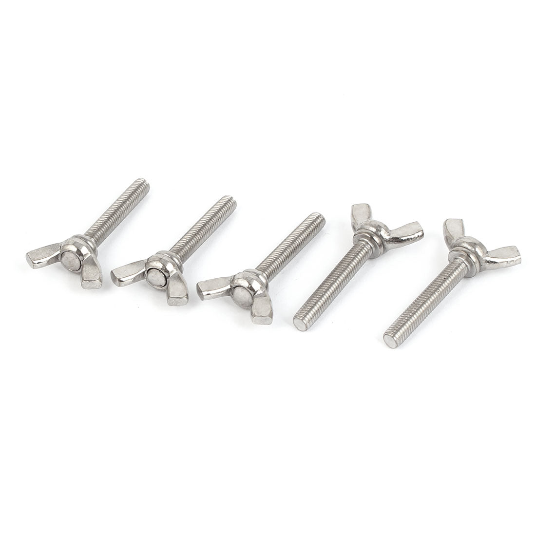 Harfington 304 Stainless Steel Wing Bolt Butterfly Screw Silver Tone M5 x 30mm Thread 5pcs