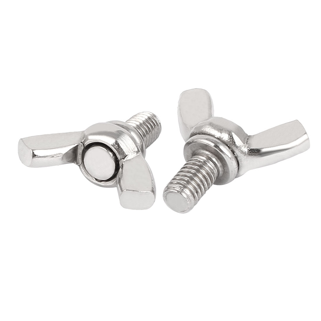 Harfington 304 Stainless Steel Wing Bolt Butterfly Screw Silver Tone M6 x 10mm 1mm Pitch 5pcs