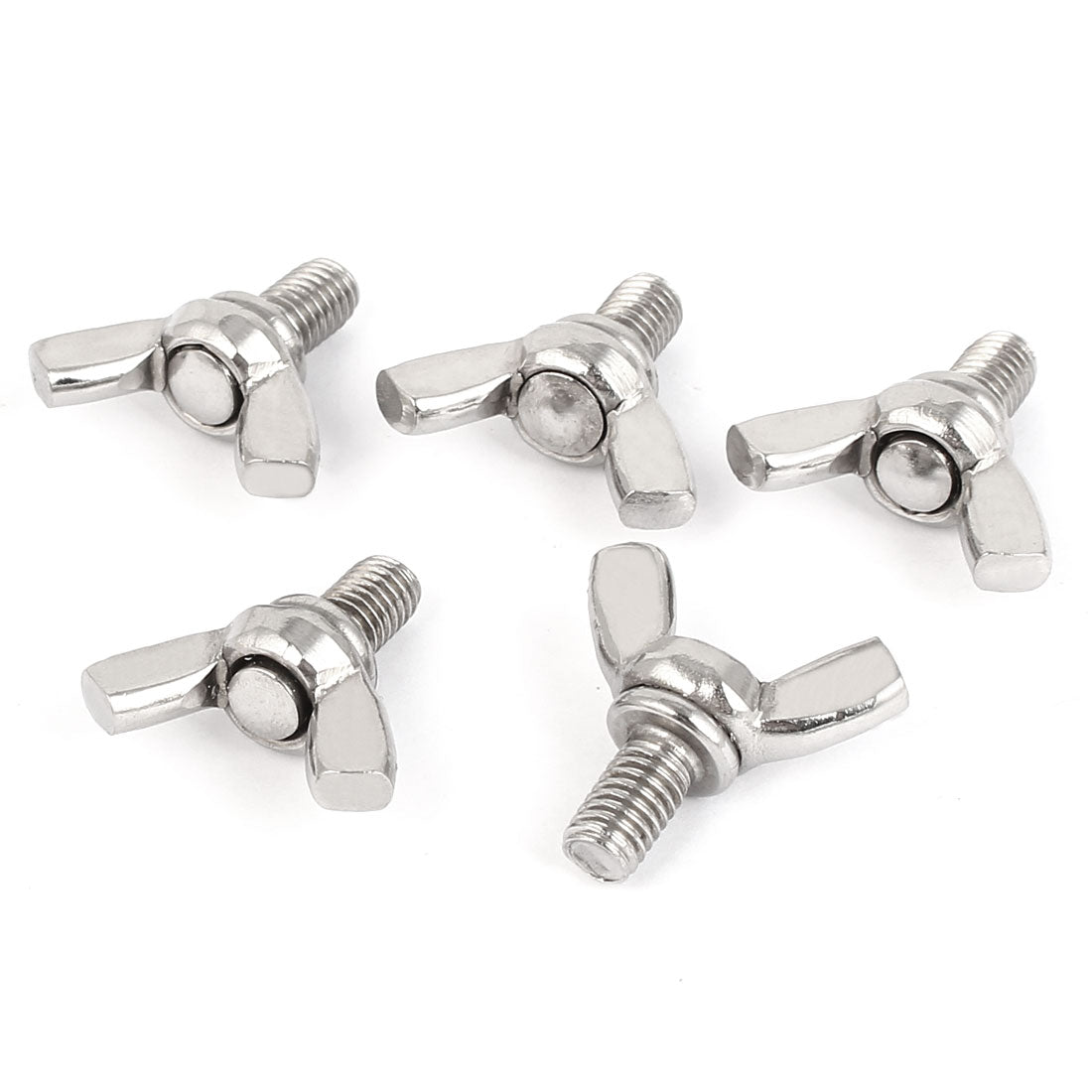Harfington 304 Stainless Steel Wing Bolt Butterfly Screw Silver Tone M6 x 10mm 1mm Pitch 5pcs