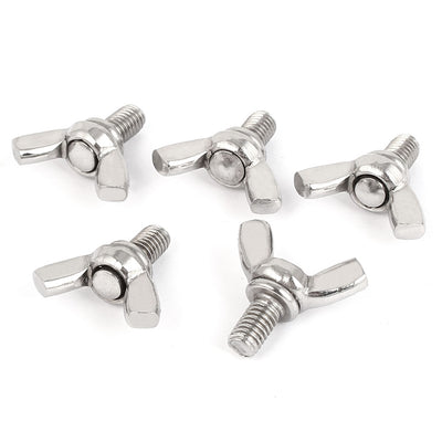 Harfington 304 Stainless Steel Wing Bolt Butterfly Screw Silver Tone M6 x 10mm 1mm Pitch 5pcs