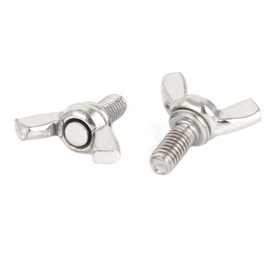 Harfington 304 Stainless Steel Wing Bolt Butterfly Screw Silver Tone M6 x 12mm Thread 5pcs