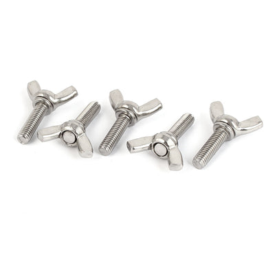 Harfington 304 Stainless Steel Wing Bolt Butterfly Screw Fastener Metric M6 x 20mm 5pcs