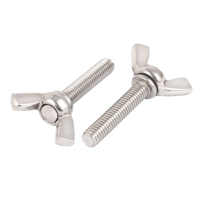 Harfington 304 Stainless Steel Wing Butterfly Thumb Screw Metric M6 x 30mm 5pcs