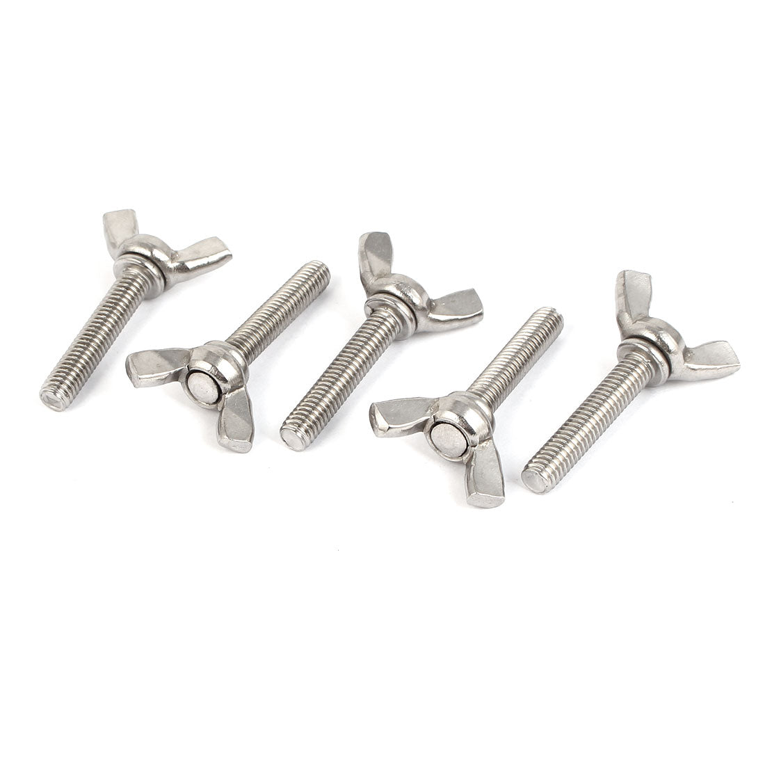 Harfington 304 Stainless Steel Wing Butterfly Thumb Screw Metric M6 x 30mm 5pcs
