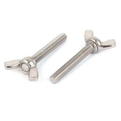 Harfington 304 Stainless Steel Wing Bolt Butterfly Screw Silver Tone M6 x 40mm Thread 5pcs