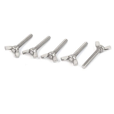 Harfington 304 Stainless Steel Wing Bolt Butterfly Screw Silver Tone M6 x 40mm Thread 5pcs