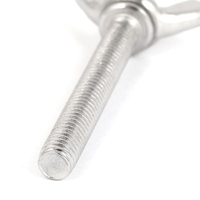 Harfington 304 Stainless Steel Butterfly Screw Wing Bolt Silver Tone M6 x 45mm 1mm Pitch 5pcs