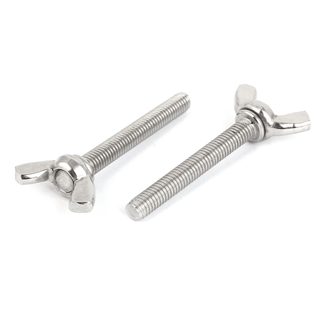 Harfington 304 Stainless Steel Butterfly Screw Wing Bolt Silver Tone M6 x 45mm 1mm Pitch 5pcs