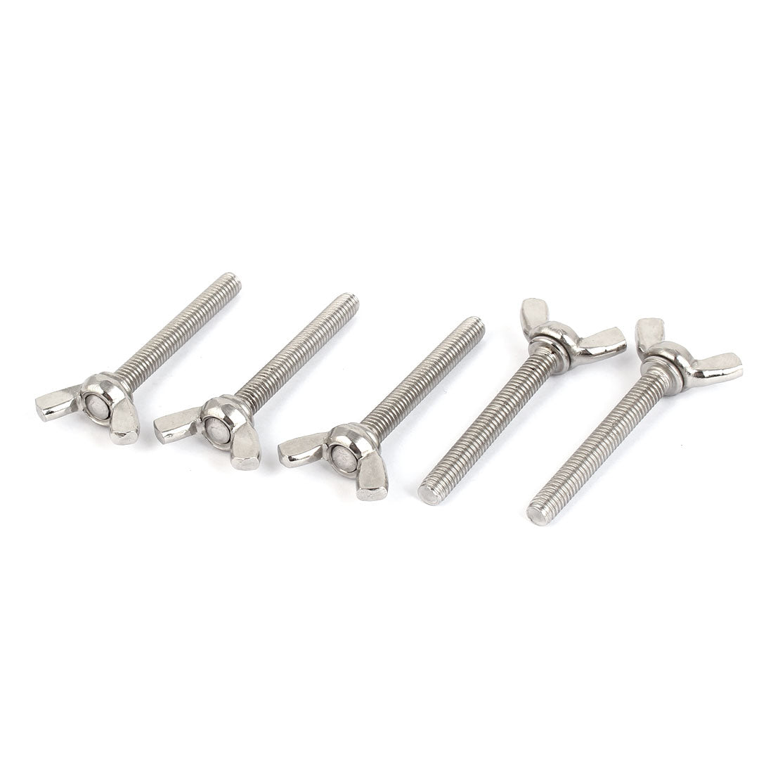Harfington 304 Stainless Steel Butterfly Screw Wing Bolt Silver Tone M6 x 45mm 1mm Pitch 5pcs