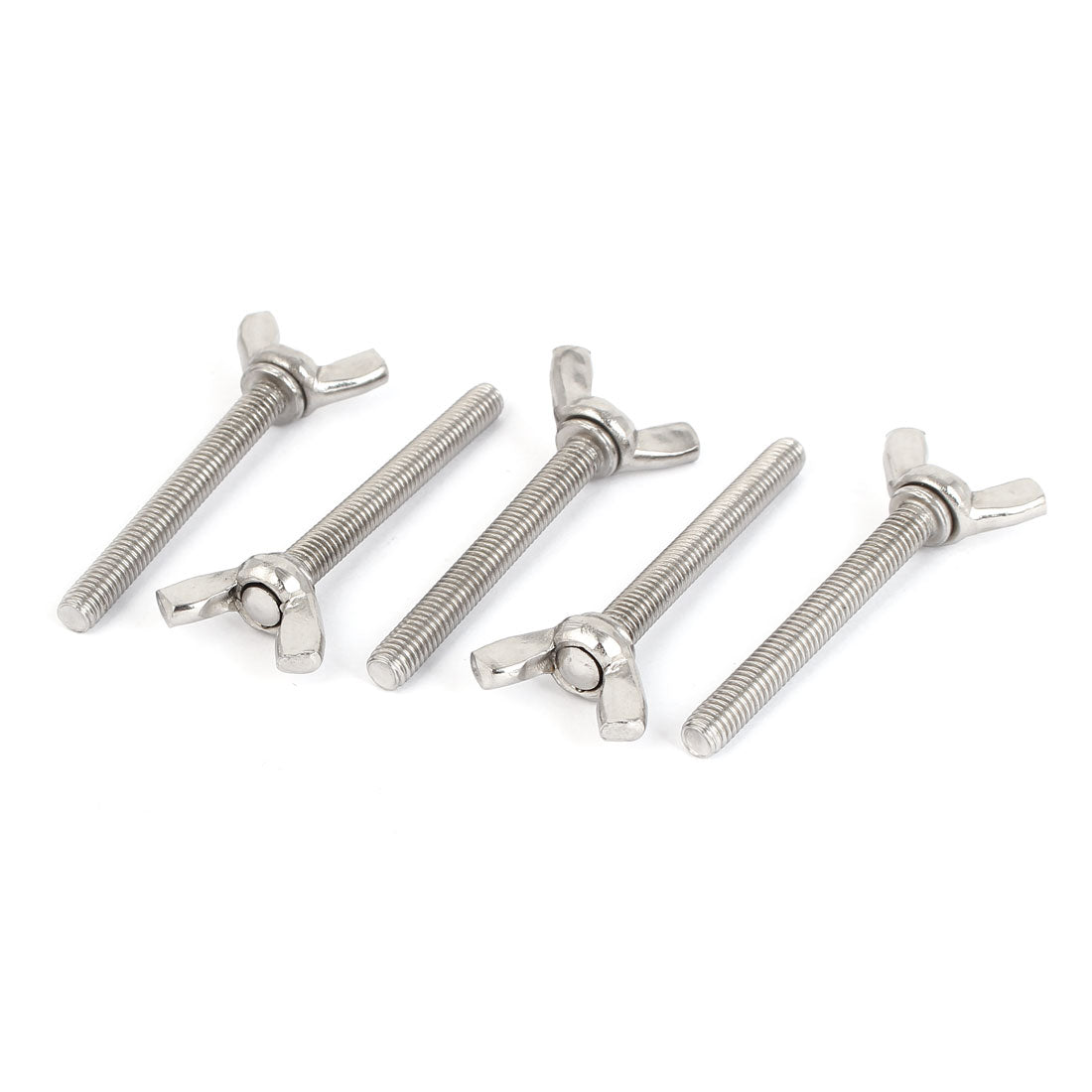 Harfington 304 Stainless Steel Wing Bolt Butterfly Screw Fastener M6 x 50mm Thread 5pcs