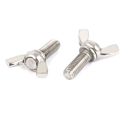 Harfington 304 Stainless Steel Wing Bolt Butterfly Screw Fastener M8 x 20mm Thread 5pcs
