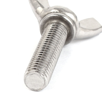 Harfington 304 Stainless Steel Butterfly Wing Nut Screw Silver Tone Metric M8 x 30mm 5pcs