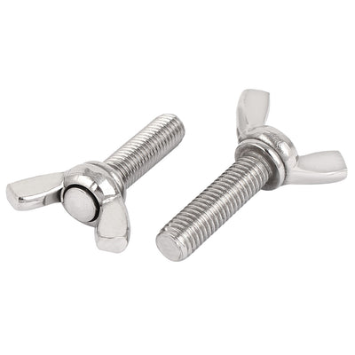 Harfington 304 Stainless Steel Butterfly Wing Nut Screw Silver Tone Metric M8 x 30mm 5pcs
