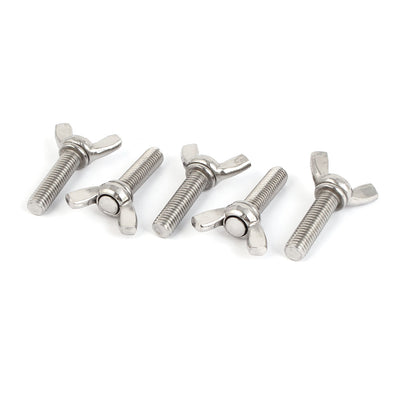 Harfington 304 Stainless Steel Butterfly Wing Nut Screw Silver Tone Metric M8 x 30mm 5pcs