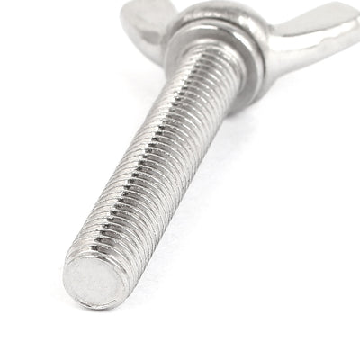Harfington 304 Stainless Steel Wing Butterfly Thumb Screw Silver Tone Metric M8 x 45mm 5pcs