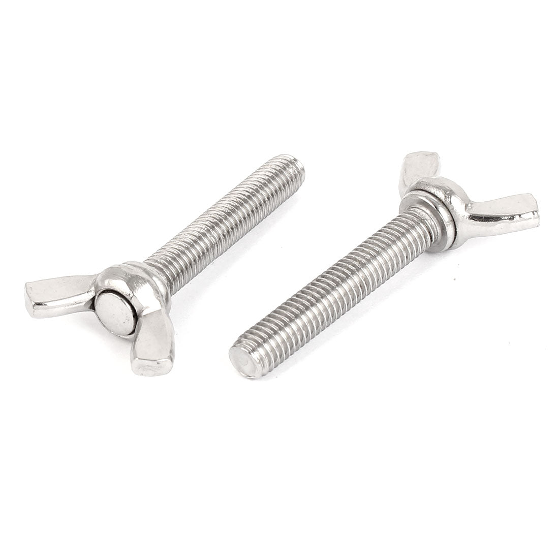 Harfington 304 Stainless Steel Wing Butterfly Thumb Screw Silver Tone Metric M8 x 45mm 5pcs