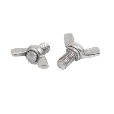 Harfington 304 Stainless Steel Wing Butterfly Thumb Screw Silver Tone Metric M10 x 16mm 2pcs