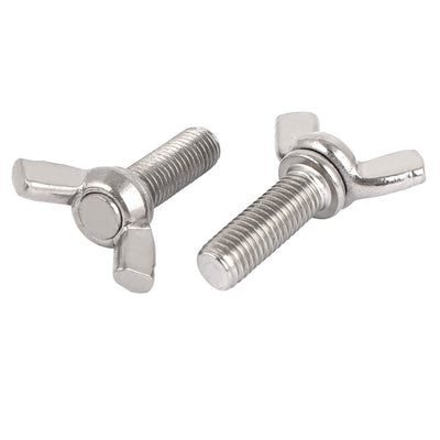 Harfington 304 Stainless Steel Butterfly Wing Nut Screw Metric M10 x 30mm 2pcs