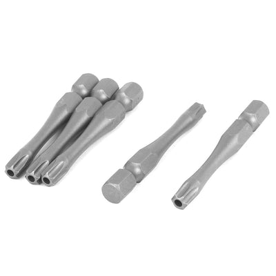 Harfington 50mm Long T27 Tip 7mm Hex Shank Magnetic Torx Security Screwdriver Bit 5pcs