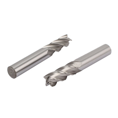 Harfington 1/2" Cutting Dia 4 Spiral Flutes Straight Shank Cutter Tool HSS-AL End Mill Bit 2pcs